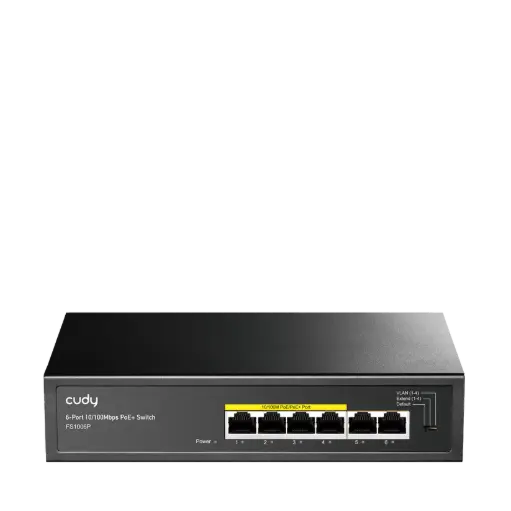 [FS1006P] سويتش PoE غير مُدار من Cudy, 4 منفذ وسرعة 100Mbps L2, قدرة 65W