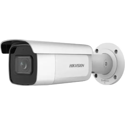 [DS-2CD2643G2-IZS(2.8-12mm)] كاميرا مراقبة خارجية شبكية من Hikvision بدقة 4MP وعدسة متغيرة البؤرة تعمل بمحرك، 2.7 إلى 13.5 مم بتصميم رصاصة, مع صوت.