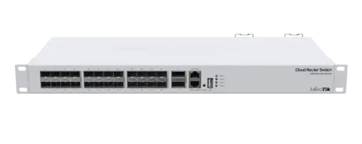 [CRS326-24S+2Q+RM] سويتش مدار من Mikrotik ,منفذ واحد وسرعة 100Mbps L3, 24 × SFP+ بسرعة 10Gbps.
