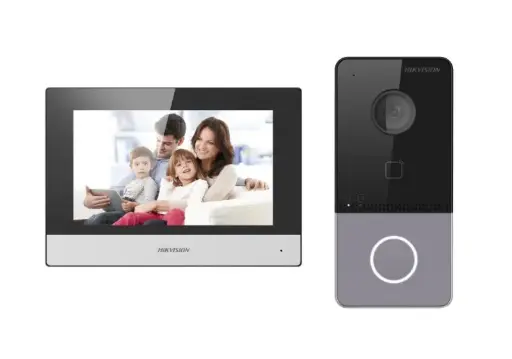 [DS-KIS603-P HIKVISION Hybrid Intercom Kit] طقم اتصال داخلي مرئي بتقنية IP للفلل أو المنازل، زر اتصال واحد فقط