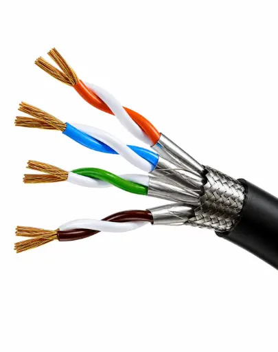 [CAT6ASFTP777PE] Four-pair stranded network cable, individual shielded pairs with external stranded shielding, UV and weather resistant, Cat6A S/FTP Outdoor PE.